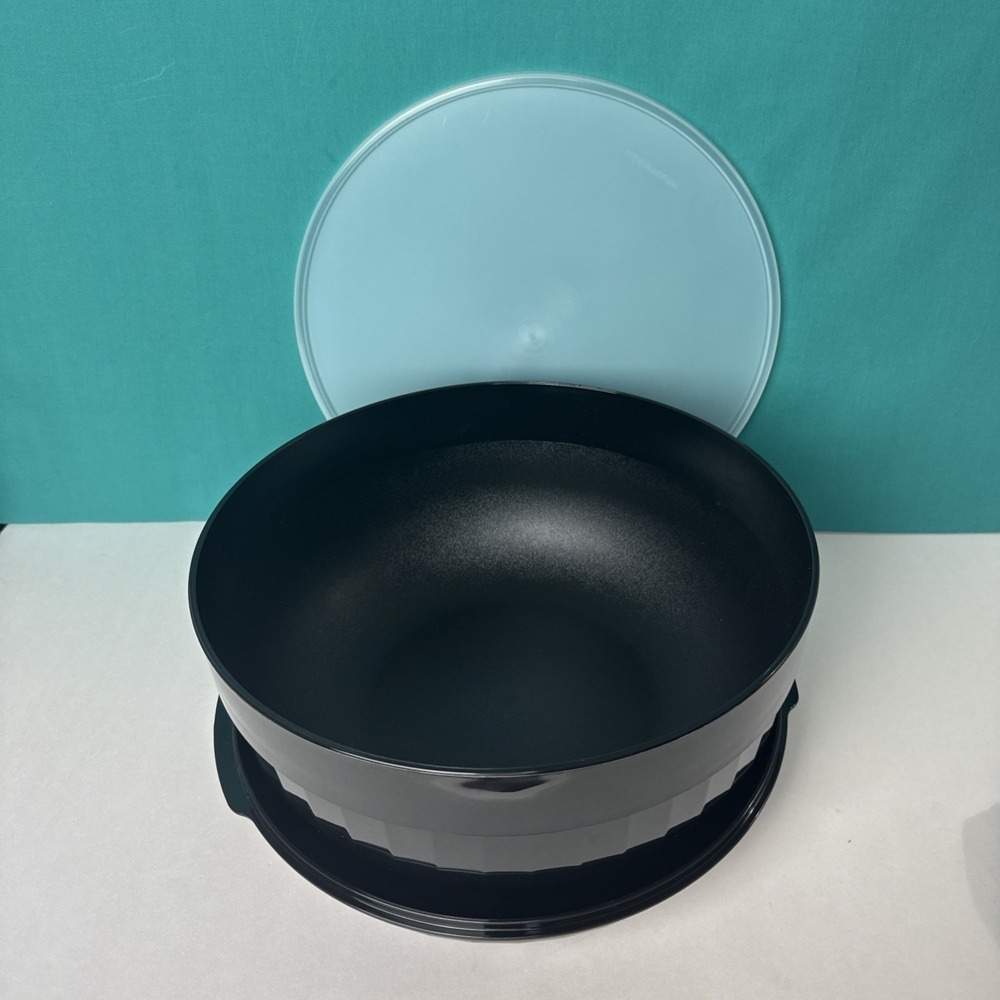 Tupperware Black Acrylic Salad / Punch Bowl 6L Elegant Serving Bowl w/ Lid /seal